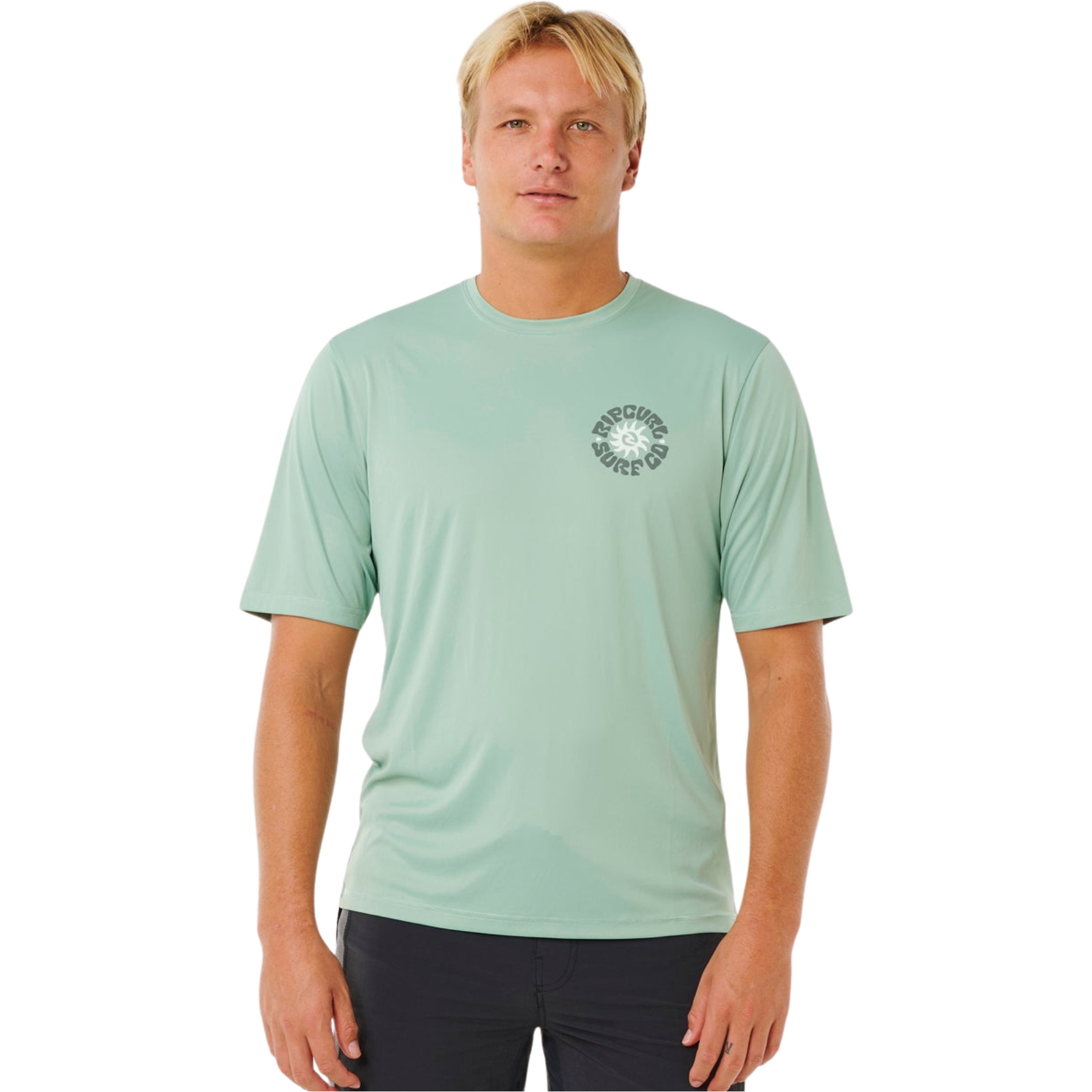 2026 Rip Curl Mens Pacific Rinse Surflite UPF Short Sleeve Rash Vest 16ZMRV - Aloe
